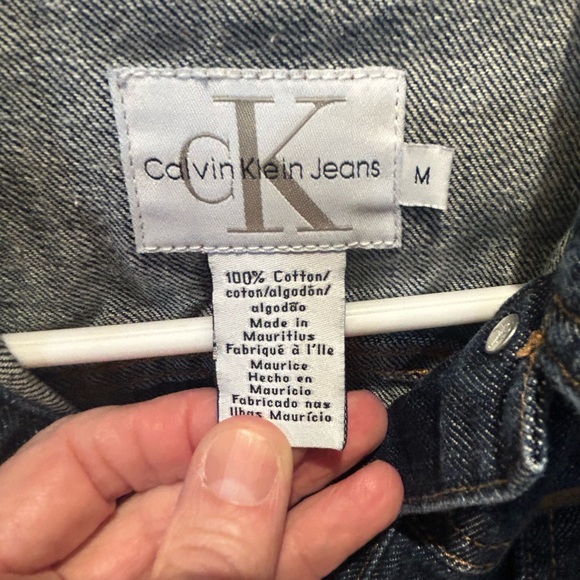 Calvin Klein Dark Blue Denim Jacket Women Size Medium - Picture 5 of 6